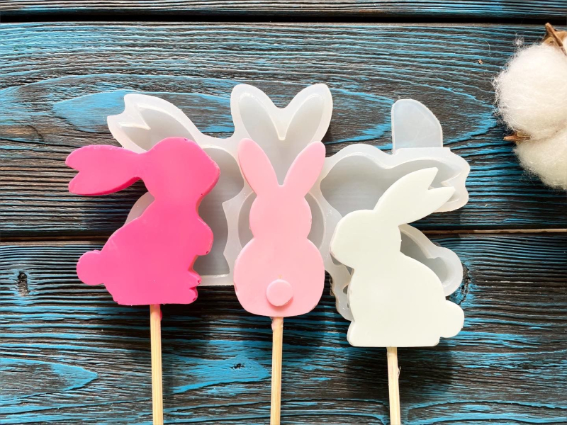 Изображение Молд для леденцов и шоколада Зайцы, 6-6,5 см